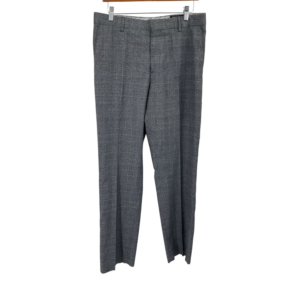 Banana Republic Dress Pants Mens 33x33 Grey Tailored Fit Glen Plaid Classic